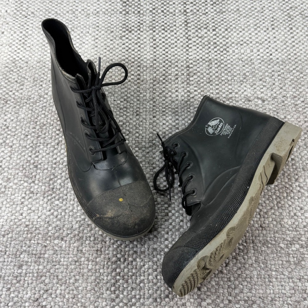 Bata Polyblend Work Boots Men 13 Black Lace Up Waterproof Industrial Made in USA